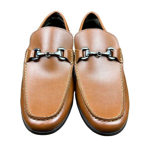 Mens Kenneth Cole New York Cognac Color Slip On Leather Loafers Camo Size 10.5 - Picture 2 of 10